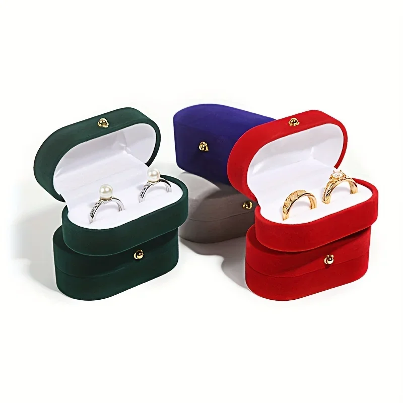 Double-ring earrings box, with a snap closure, a Valentine's Day gift storage and display packaging box