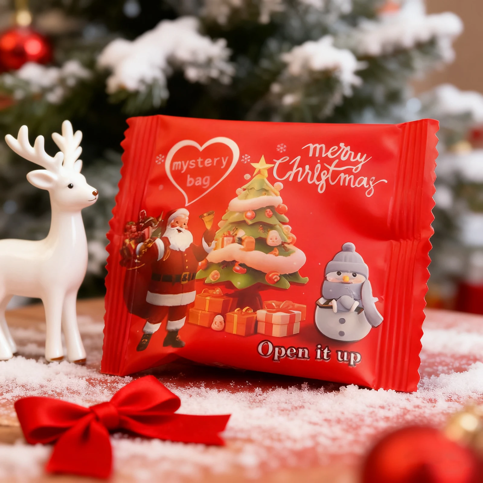 50/100 قطعة عيد الميلاد حقيبة أعمى غامضة مع توهج في الظلام ميزة مصغرة حقيبة غامضة نماذج الراتنج الحيوان لعيد الميلاد #2