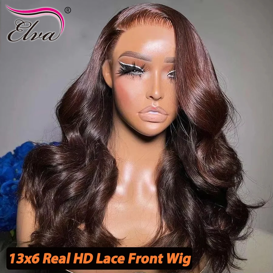 250% Плотность Красновато-коричневый бесклеевой парик 9x6 HD с фронтальной застежкой из натуральных волос Ультра-облегающий парик для влажной и волнистых волос Предварительно отбеленные