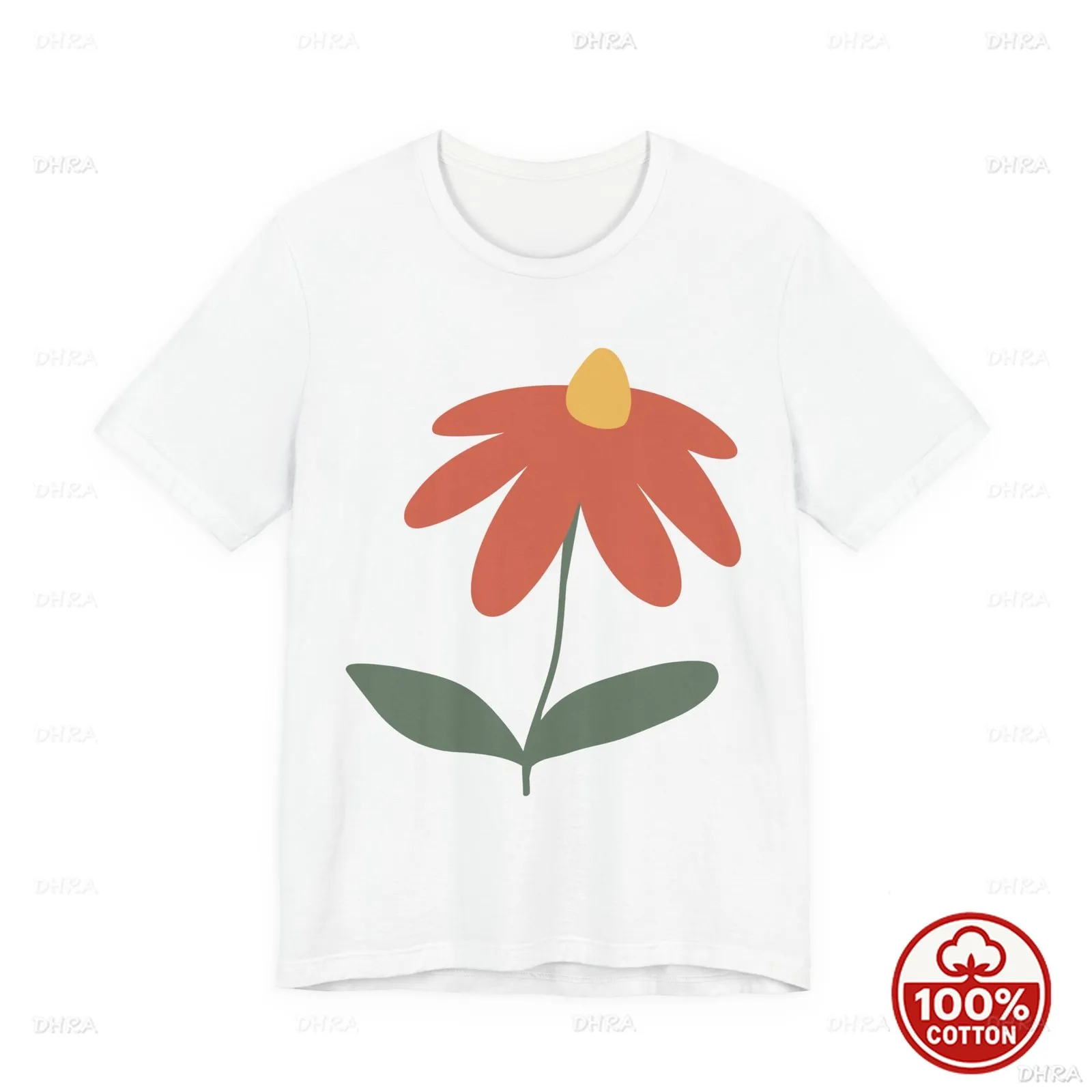 Minimalist Flower Graphic T-Shirt, Hand-Drawn Daisy Botanical Tee / Cute Abstract Floral Art Top