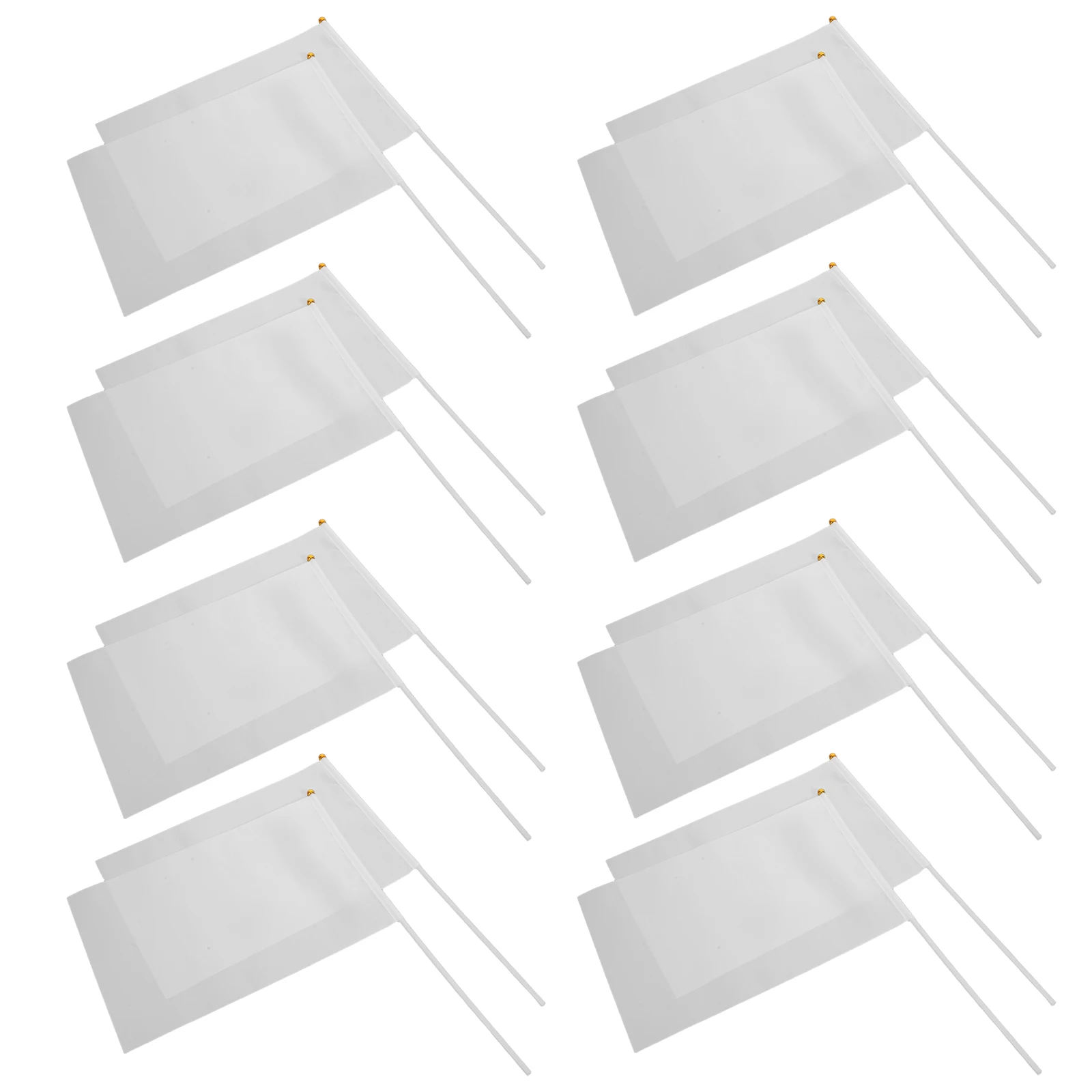 

50Pcs Handheld Flags Solid White Mini Blank Polyester Flags on Stick for Sport Events Festival Party Decoration Accessories