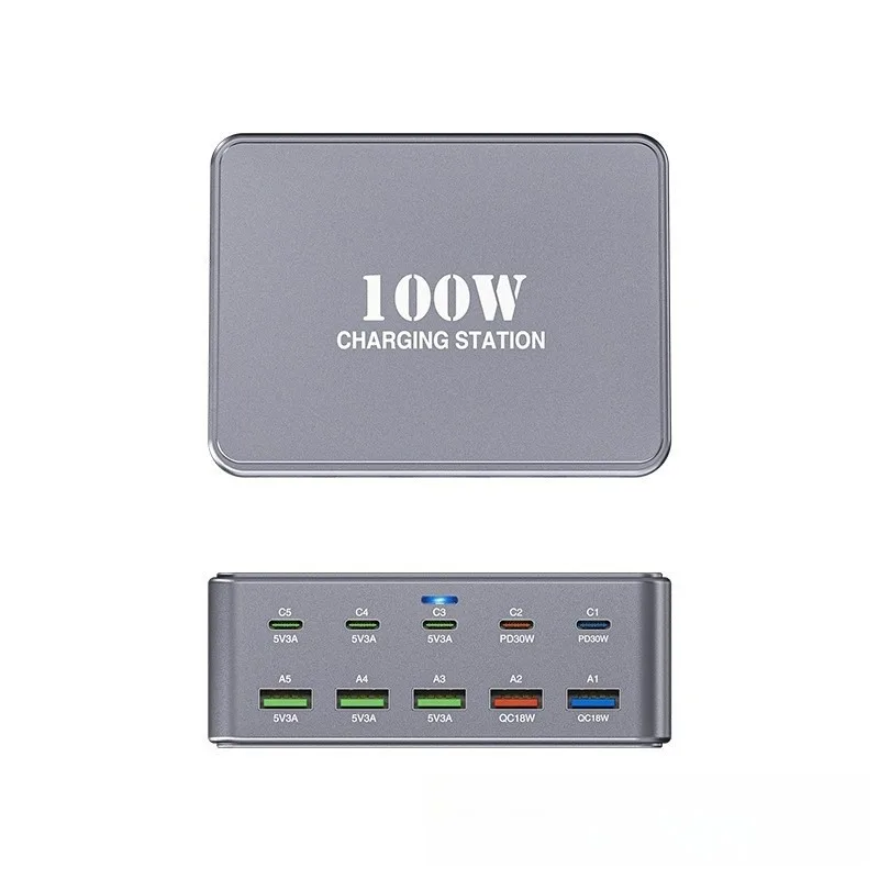 

For Laptop iPhone 15 16 Samsung Macbook Pro Tablet 330W USB C GaN Charger 100W PD3.0 PPS QC3.0 Multiport Fast Charging Station