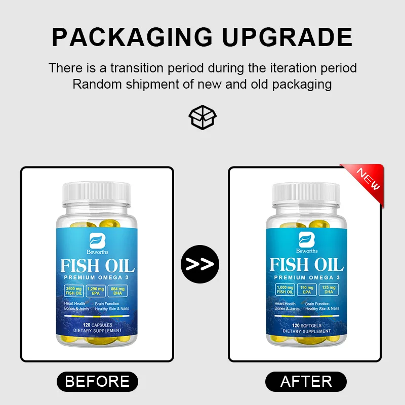 BW Omega 3 Fish Oil Capsules Rich in DHA & EPA Improve Bad Mood Relieve Stress Lower Cholesterol Improve Memory and Intelligence