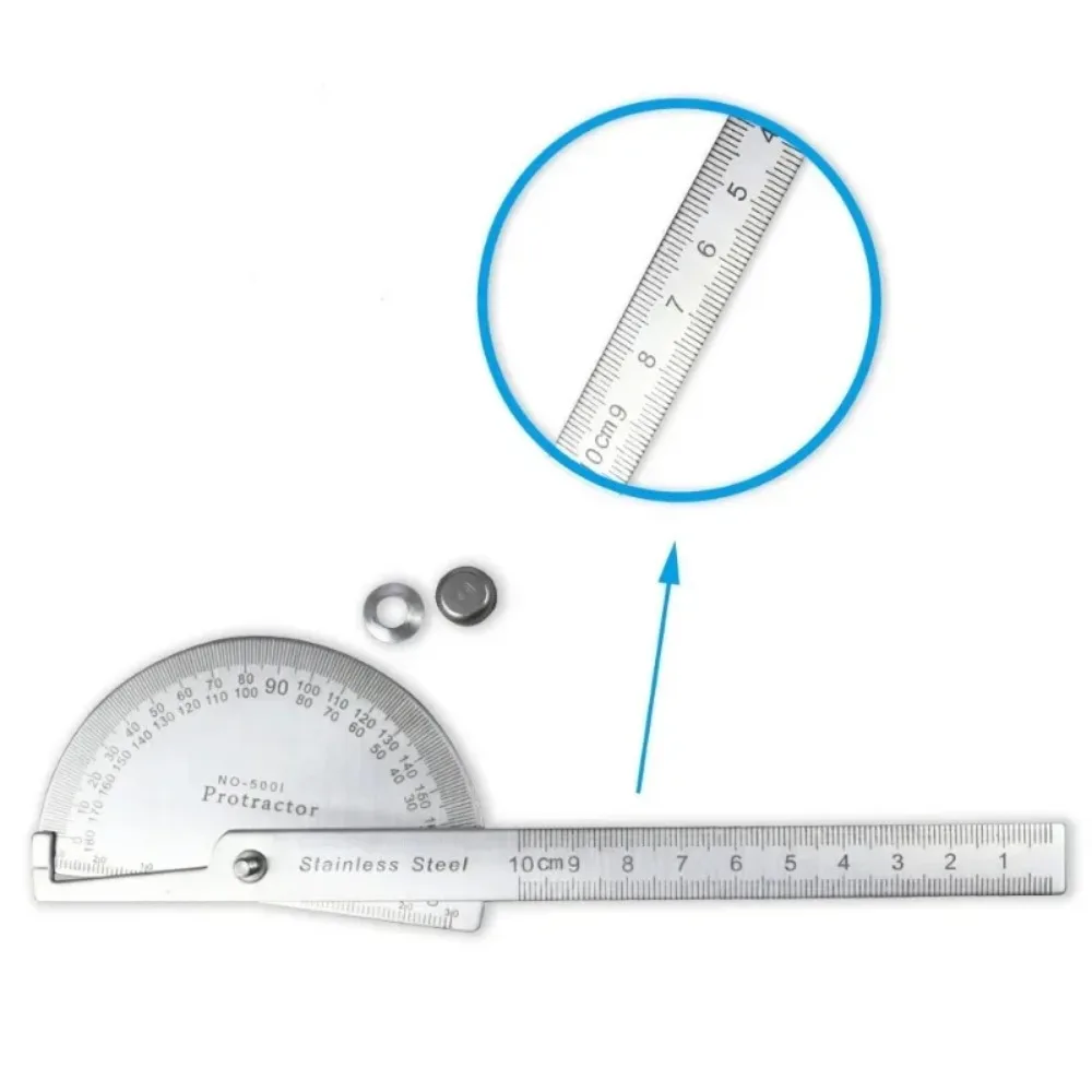 Rapporteur en acier inoxydable résistant à 180 degrés, règle en métal, compteur d\'angle, jauge d\'angle, détecteur, goniomètre, convoyeur