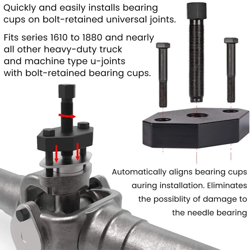 5192 Bearing Cup Installer Tool Bolt Quick Disconnect U-Joint for Series 1610 to 1880 and Other Heavy-Duty Truck and Machine