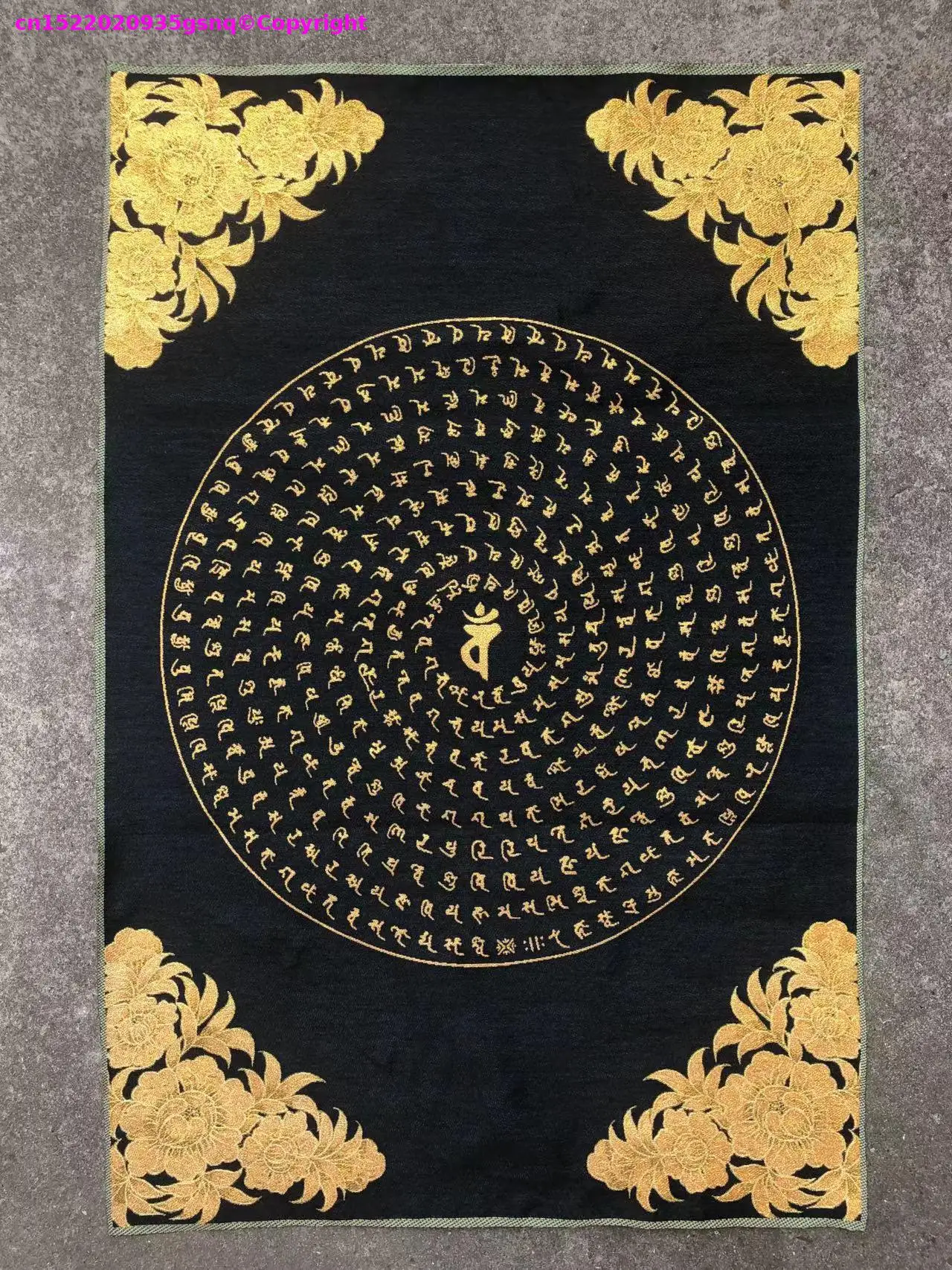 Buddhist supplies articles,90cm Silk embroidery Dharani Mantra Mandala Thangka painting,Buddhist decoration,temple altar decor