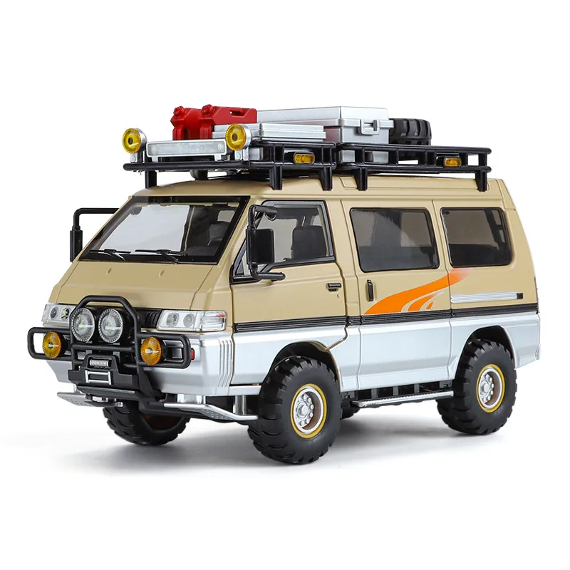 1:24 Delica Off Road MPV Alloy Metal Diecast Car Model Sound Light Simulation Decoration Display Collection Hobby Boy