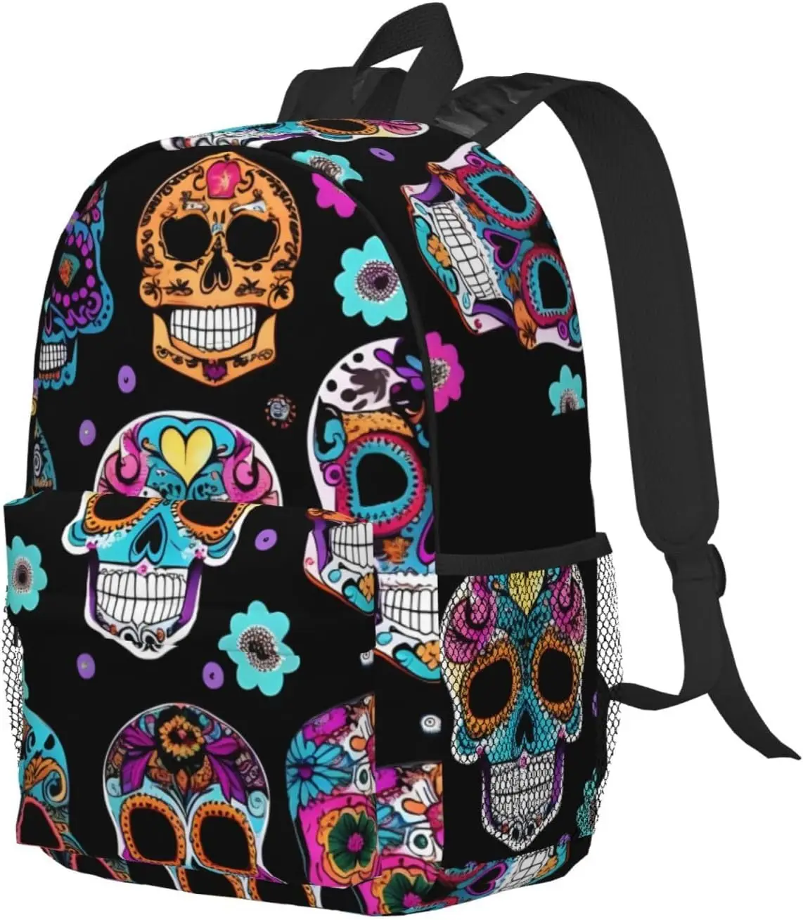 Sugar Skull Print Versatile Adult Backpack for Work Hiking Waterproof Backpack Laptop Compartment