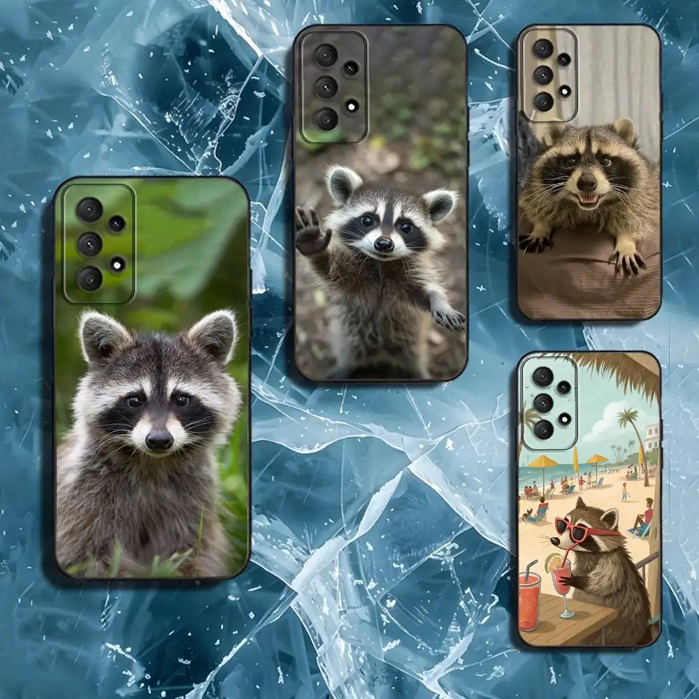 

Cute R-Raccoon Phone Case For Samsung Galaxy A13,A21s,A22,A31,A32,A52,A53,A71,A80,Soft Black Shell