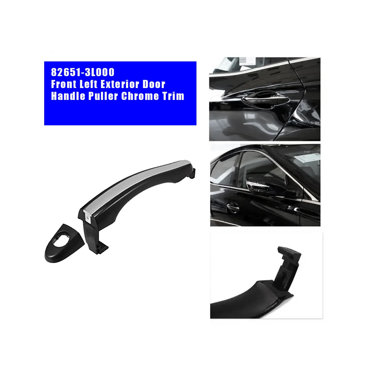 82651-3L000 Front Left Outer Door Handle for Hyundai Azera 2006-2011Exterior Door Puller Handle Chrome Trim 826513L000