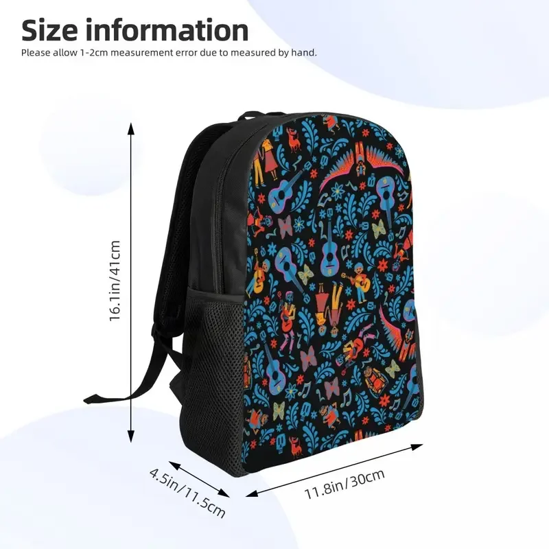 Mochilas personalizadas de Anime Coco para hombres y mujeres, bolsa de libros para estudiantes universitarios, se adapta a computadora portátil de 15 pulgadas, bolsos sin costuras Miguel Bey