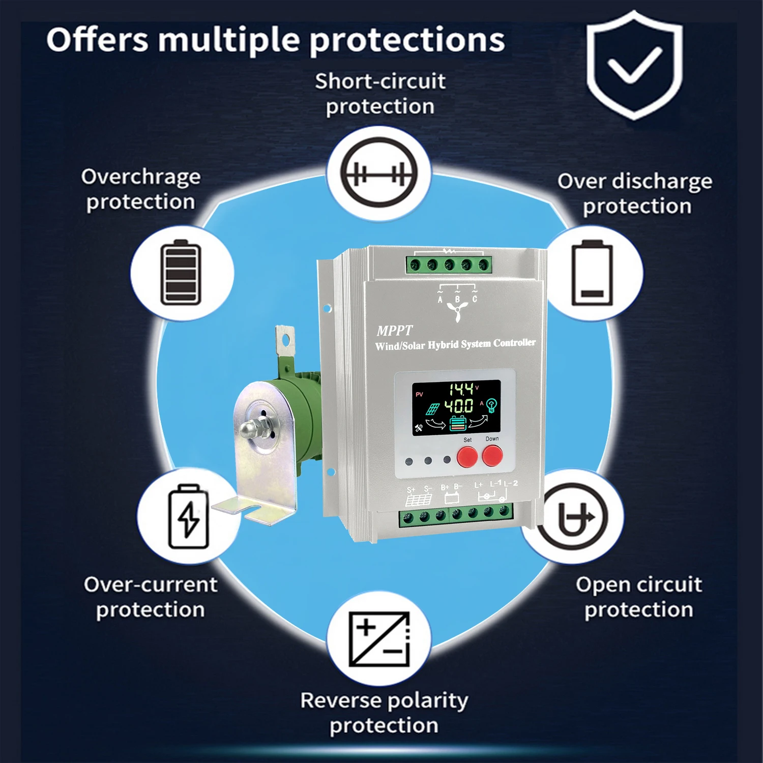 Imagem -04 - Mars-controlador Eólico e Solar Híbrido Mppt Regulador de Carregamento com Wi-fi Gprs Ethernet Carga de Despejo 4000w15000w 12v 24v 48v