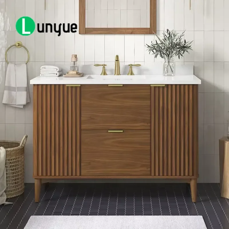 Modern 48 Inch Rectangle Bathroom Vanity Floor Standing Cabinet with Drawers Fashionable Storage Furniture for Home Bathroom