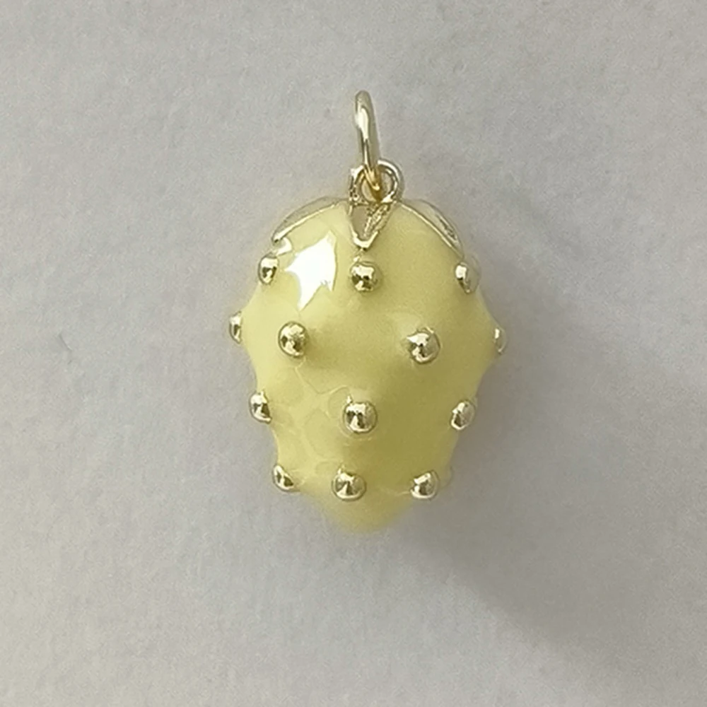 Cute Fruit Enamel Strawberry Colorful Y2K Women's Charm 18k Gold Plated Pendants Jewelry Making Bracelet Necklace Accessories