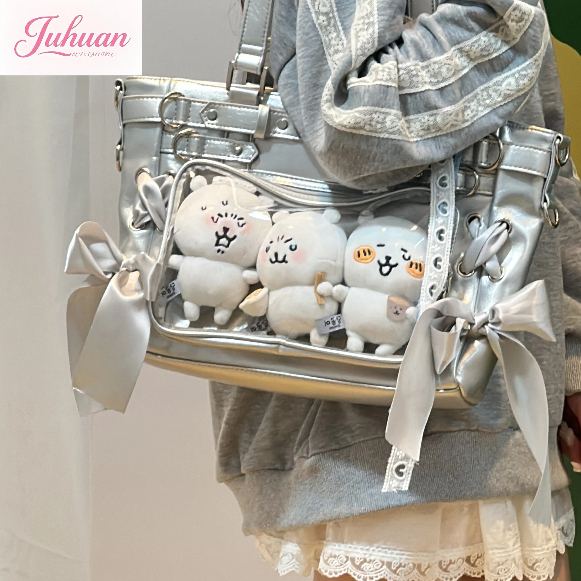 

Japanese Original Design Lta Bag Lolita Women's Tote Large Capacity Love Ribbon Shoulder Messenger Bag 10cm Baby Bag Female