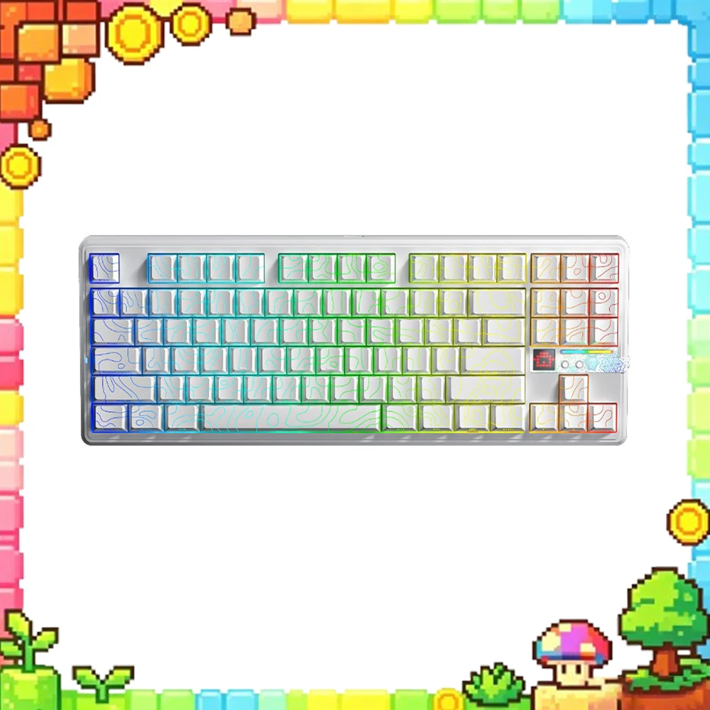 AULA F87 Pro V2 Wireless Mechanical Keyboard Master Edition White Contour Reaper Switch Tri Mode RGB Hot Swap TFT Display Knob