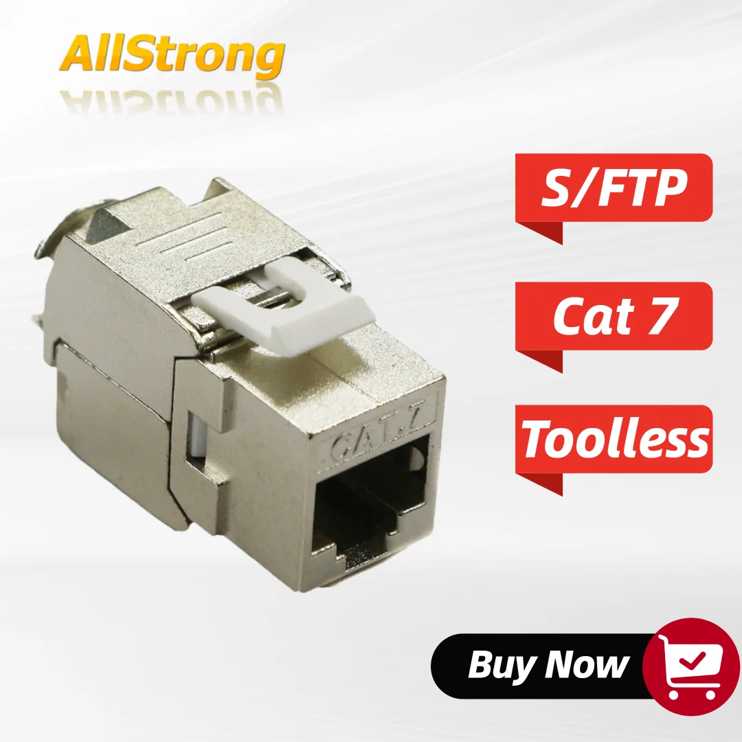 10 PCS S/FTP Network Keystone Jack Shielded Cat 6A/Cat 7 Zinc Plated Toolless Module Coupler Adapter for Patch Panel Faceplate
