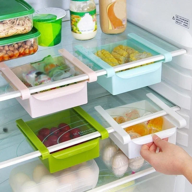 Adjustable Kitchen Fridge StorageRack Home Organizer Food Container Refrigerator Drawer Storage Boxs Racks Retractable Shelf