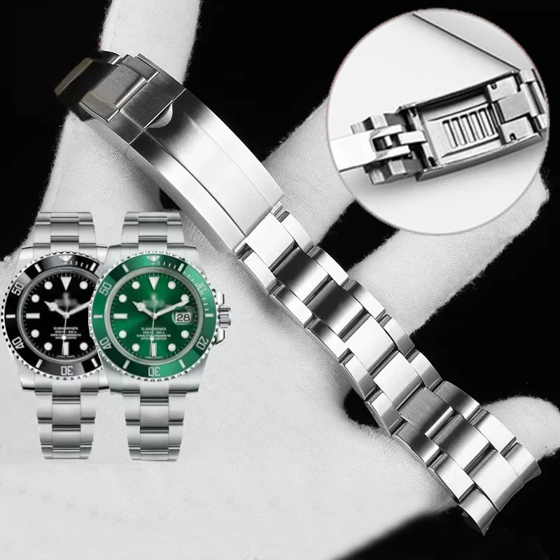 Watch Band For Rolex SUBMARINER DAYTONA Men Fine-Tuning Pull Button clasp Strap Watch Accessories Stainless Steel Watch Bracelet