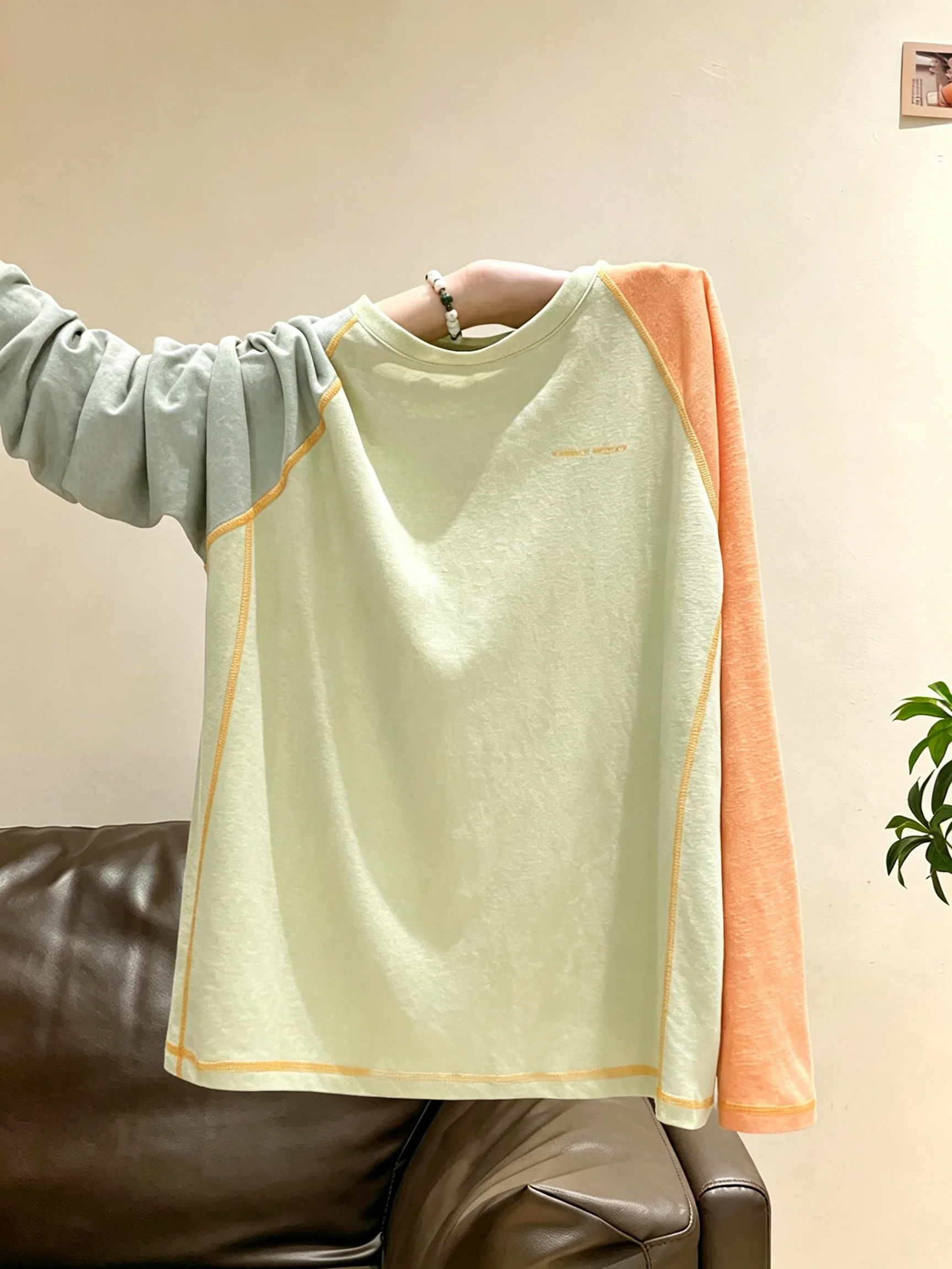 summer-new-style-letter-print-loose-fit-long-sleeve-sun-protection-cover-up-shirt-powder-blue-color-block-breathable-top