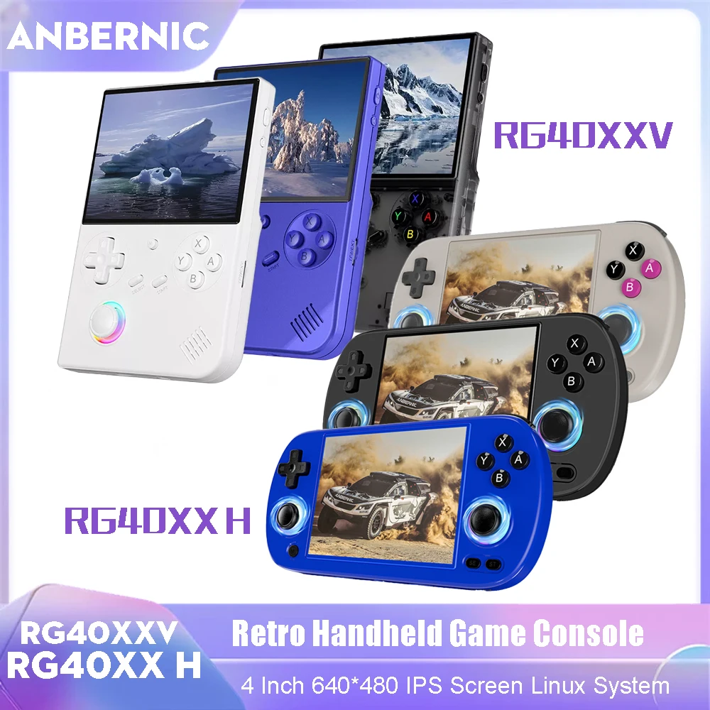 ANBERNIC RG40XXV RG40XX H وحدة تحكم بجهاز لعب محمول 4.0 بوصة 640*480 شاشة نظام لينكس 5G واي فاي بلوتوث HDMI TV مشغل ألعاب الفيديو