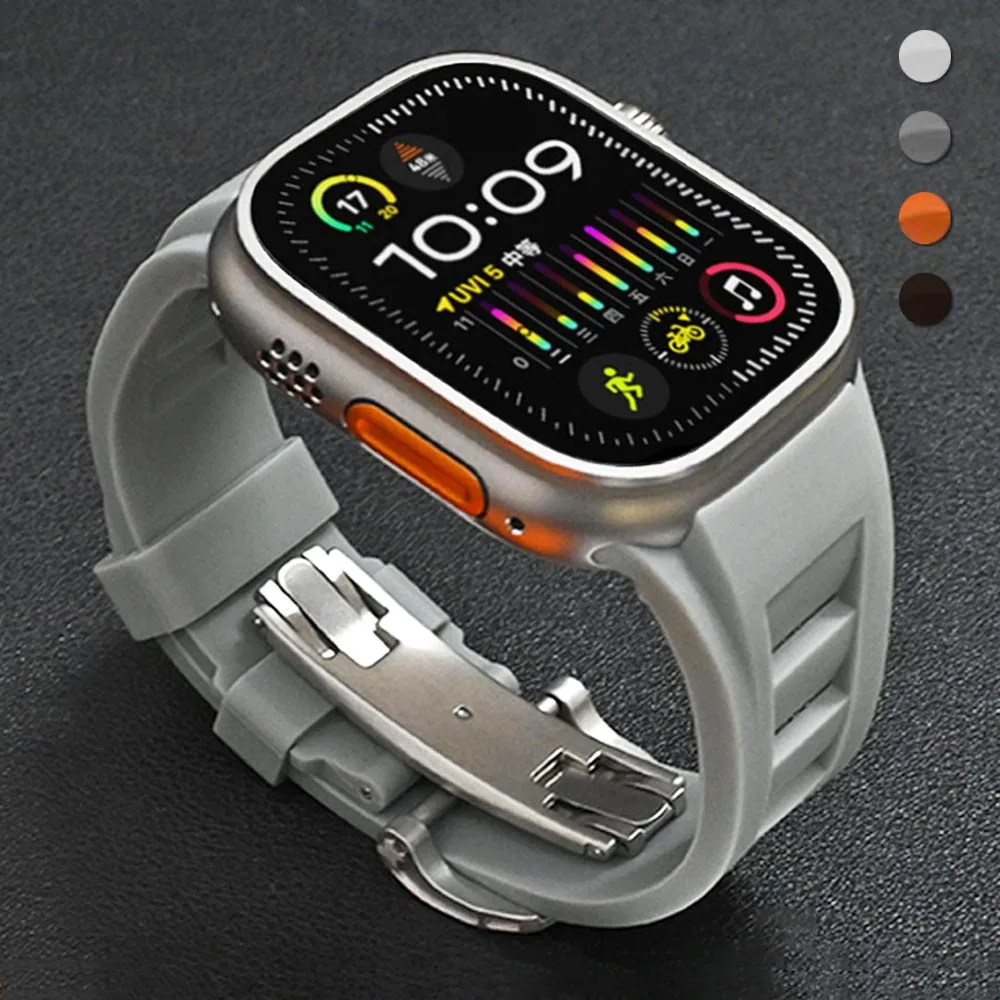 

Мягкий силиконовый ремешок для Apple Watch Ultra 2 49 мм 45 мм 44 мм 42 мм, спортивный резиновый браслет для iWatch серии 9 8 7 6 5 4 SE Correa