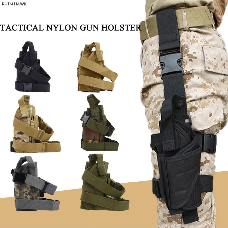 

Military Universal Drop Leg Gun Holster Adjustable Nylon Right Handed Tactical Thigh Pistol Bag Pouch Legs For All Handguns