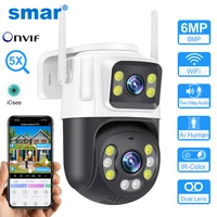 Cámara Smar PTZ Wifi, lente Dual de 6MP con pantalla Dual, detección humana Ai, seguimiento automático, videovigilancia CCTV inalámbrica para exteriores, ICSee