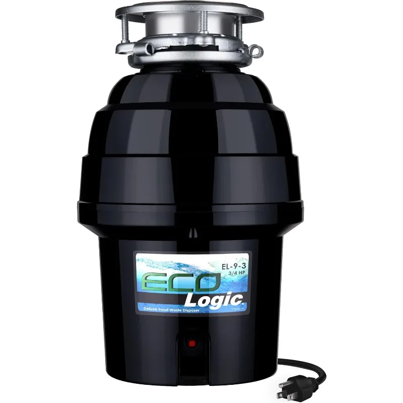 Eco Logic 10-US-EL-9-3B 3/4 Horsepower Garbage Disposal with Removeable Splash Guard, Attached Power Cord and Standard 3-Bolt