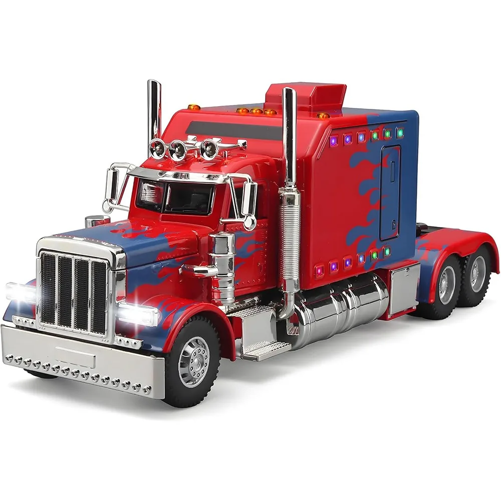 

New 1:24 American Truck Model Sound and Light Simulation Heavy Truck Model Alloy Vehicles Gifts Container Truck Home