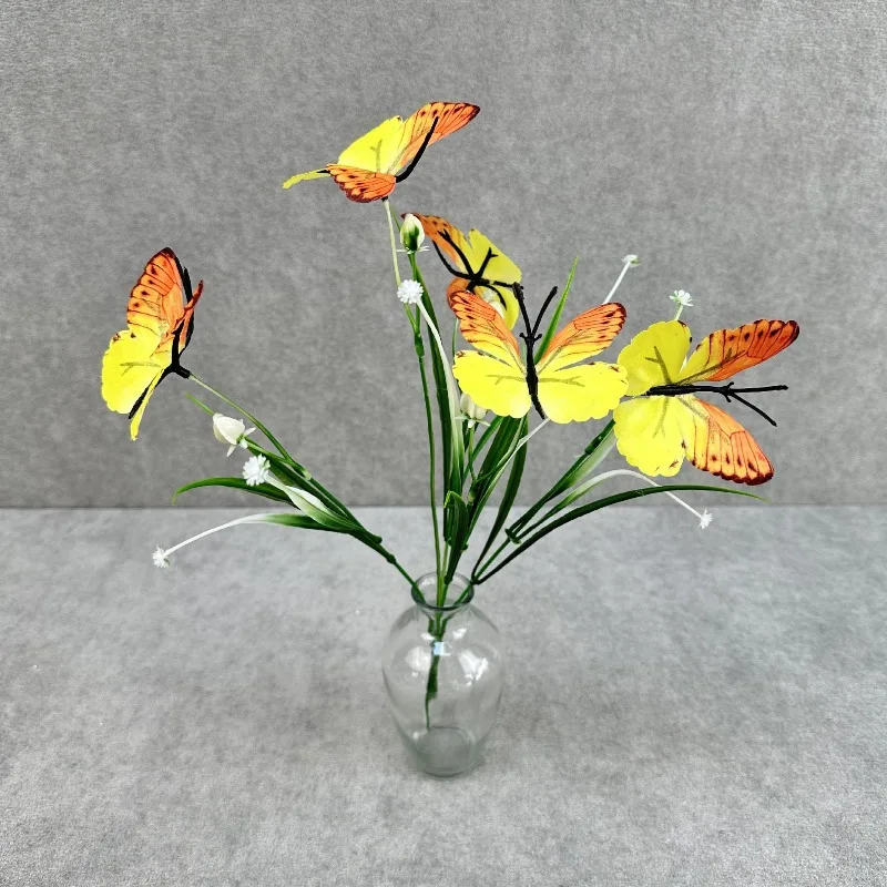 10 Stück künstliche Seidenblumen, weiße Iris mit Fransen, DIY-Requisiten für Fotoshootings, künstlicher Blumenstrauß, 5-gliedrige Schmetterlingssträuße – Detail 7