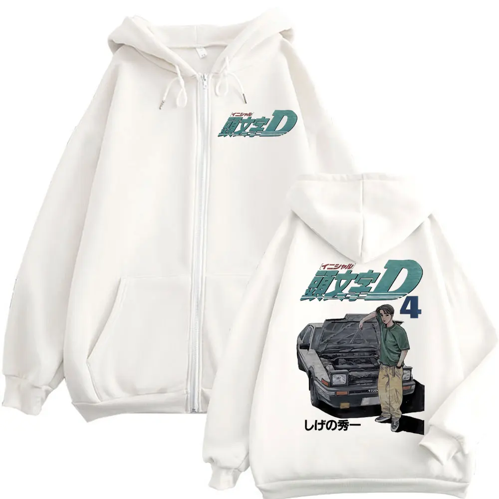 Anime Initial D Takumi Fujiwara Graphic Zipper Hoodies Harajuku