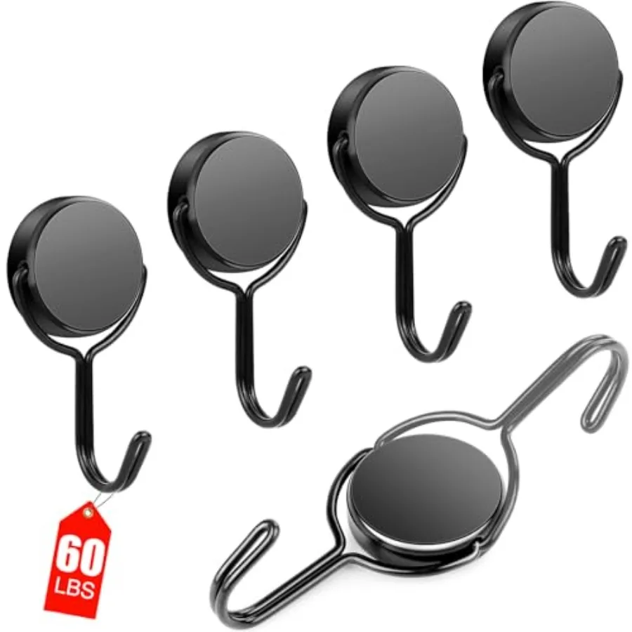 4 Pack Magnetic Hooks Swivel Swing, 60LBS Heavy Duty Magnetic Hooks Extra Earth Magnets with Hooks for Hanging Magnetic Grill H — купить у AliExpress WW
