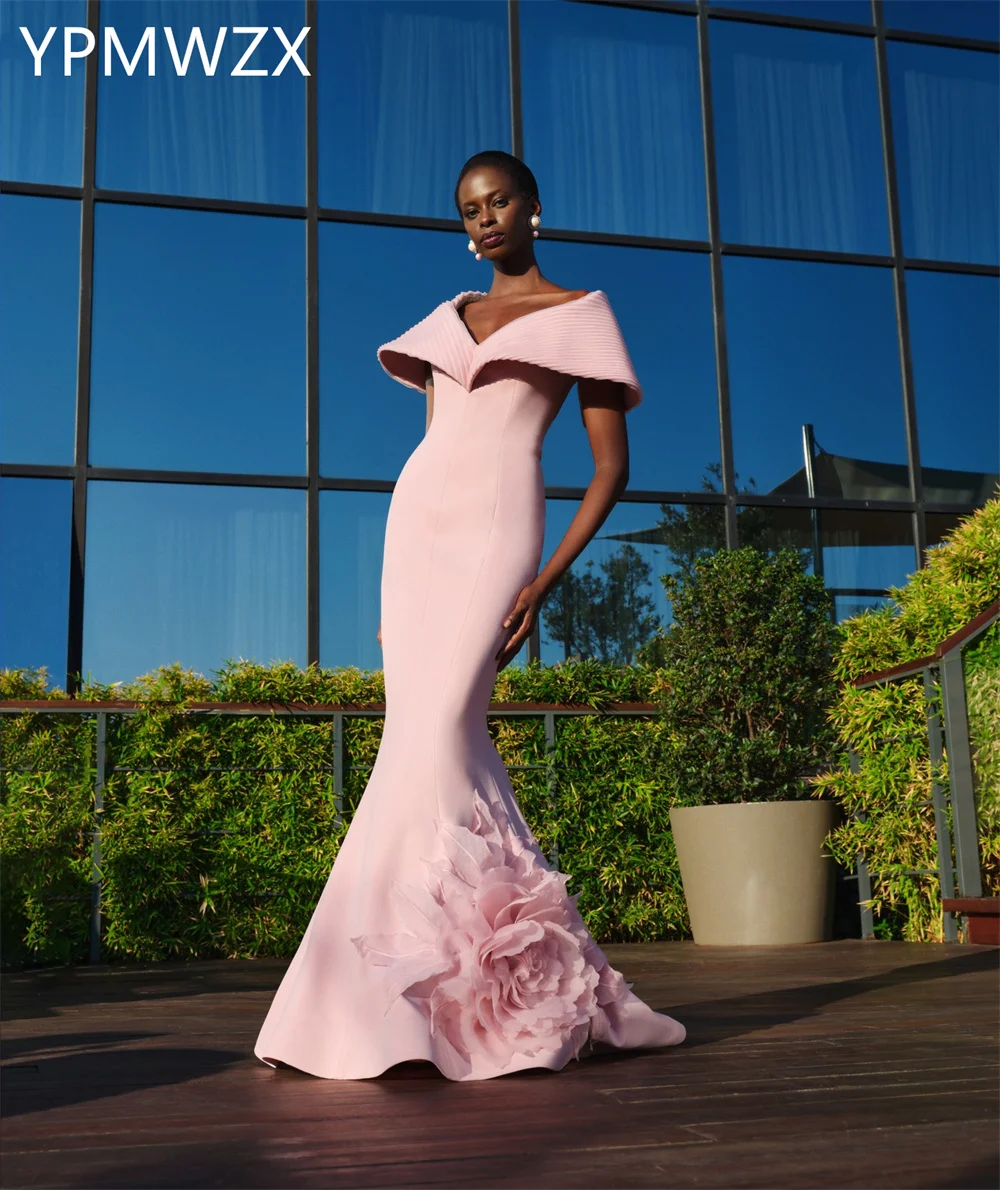 Vestido de graduación personalizado, vestido de noche Formal para mujer YPMWZX, faldas hasta el suelo de trompeta con hombros descubiertos, vestidos para ocasiones a medida con flores