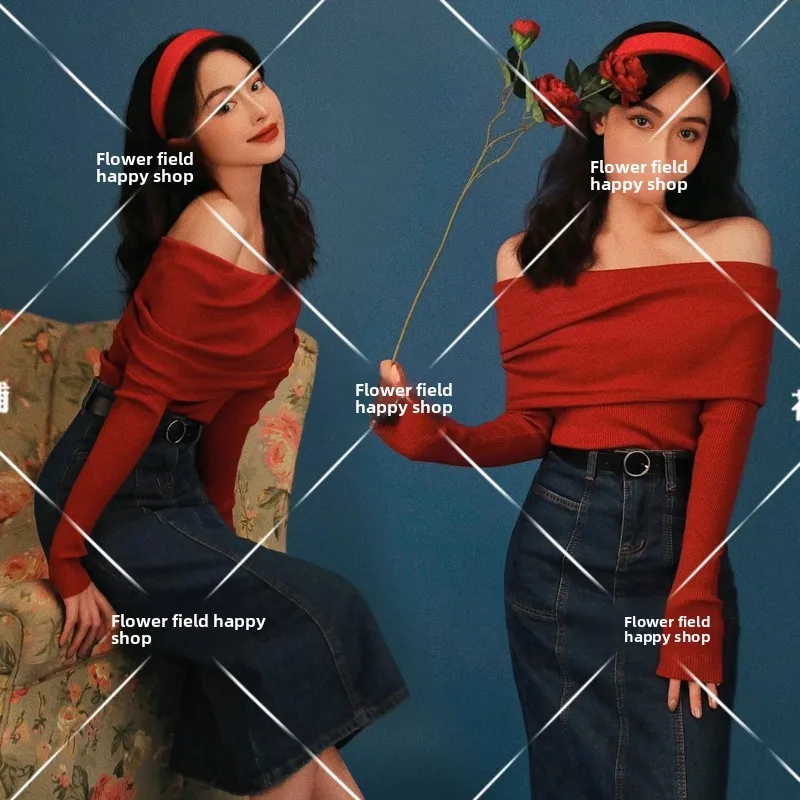 

Autumn Winter New Style Sweater Vintage Hong Kong Style Photography Fashion Girl Art Photo Performance Ethnic Stage Costume