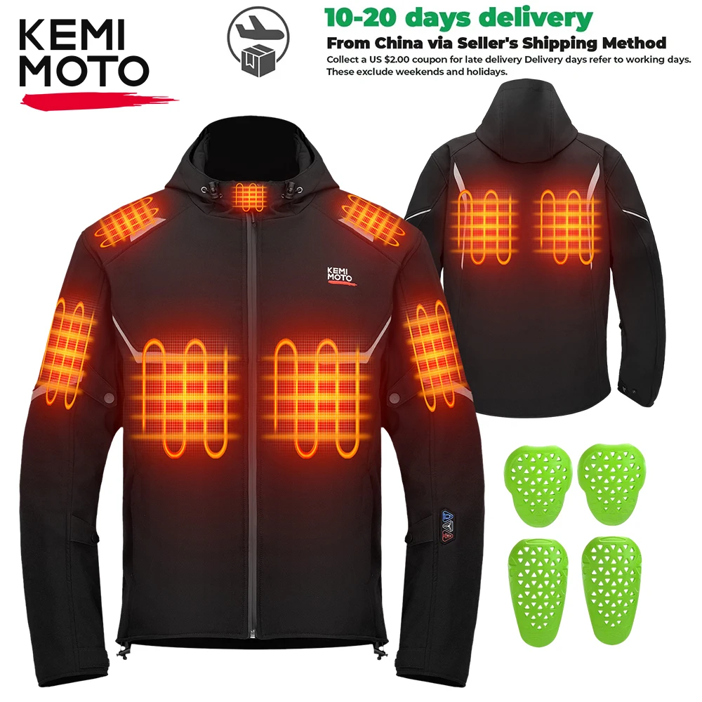

Motorcycle Riding Jacket Men Heated Warm Jacket Waterproof EVA Protective Gear with 20000mAh Safety Battery for Outdoor Cycling