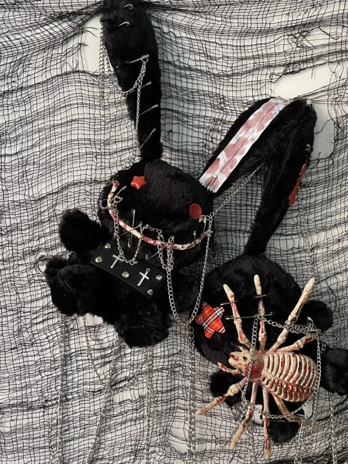 

othic Lolita Halloween Cosplay Goth devil spider injured wounded bags Tote Women Y2K Girl Dark Bloody bunny Dolls Shoulder Bag
