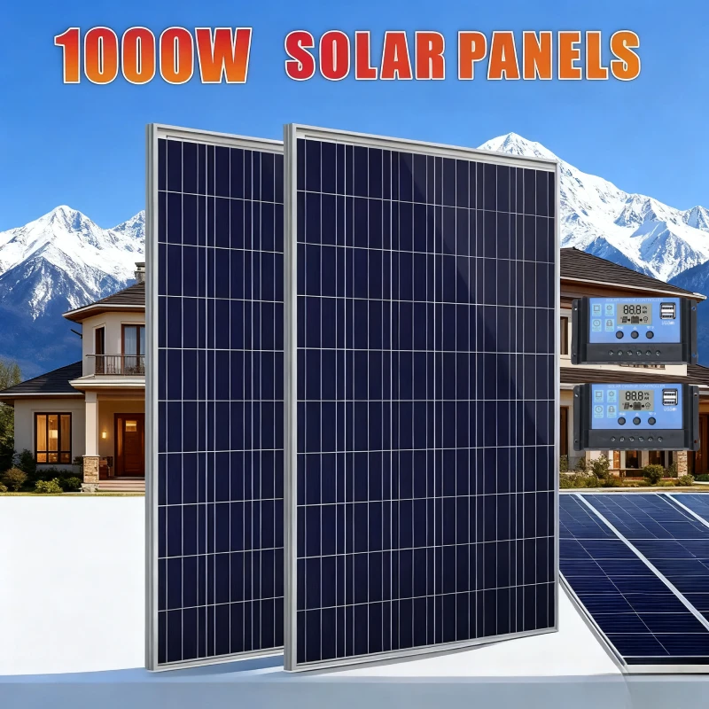 Kit complet de panneaux solaires 500W1000W, 12V, énergie polycristalline, Portable, Rechargeable, pour l'extérieur, générateur solaire pour la maison