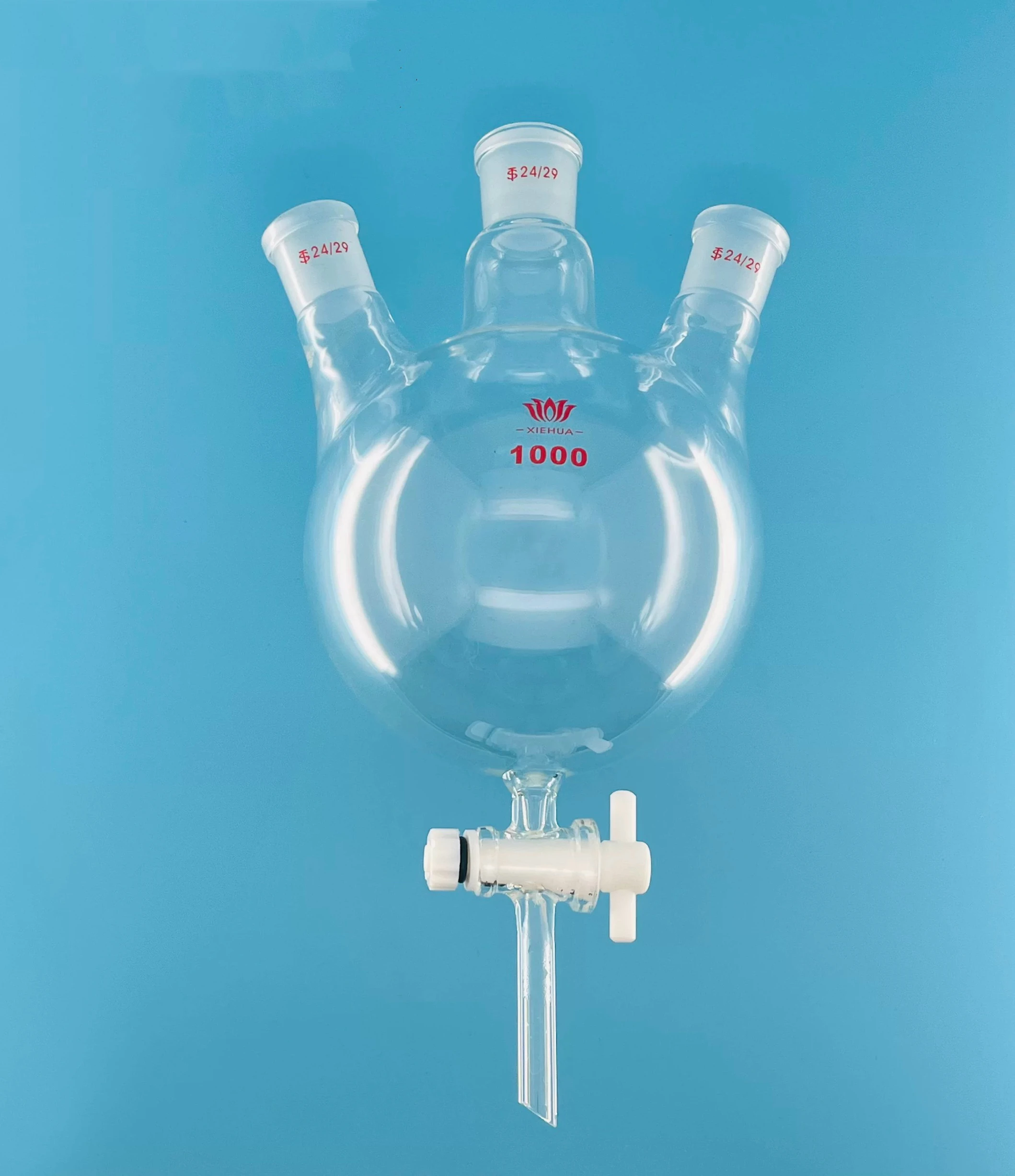 

1000ml 24/29X3 Three Necked Spherical Separating Funnel, Three Necked Round Nottom Flask, Equipped With PTFE Piston Switch Valve