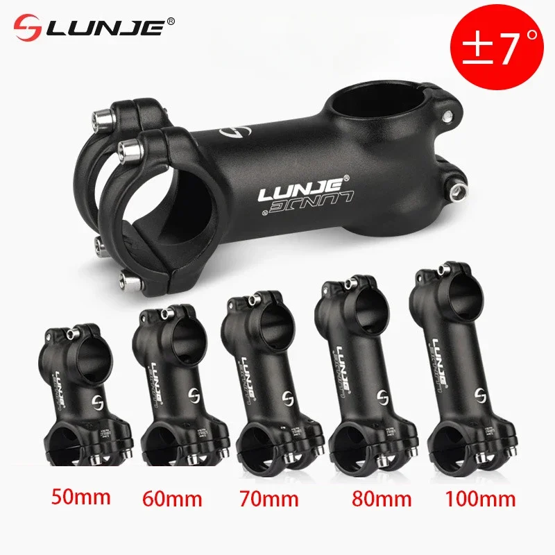 AliExpress LUNJE Bicycle Powers 25.4 31.8 MTB Bicycle Handlebar Stem 7° Ultralight Road Bike Stem 50/60/80/100mm Mountain Bike Riser for Bicycle