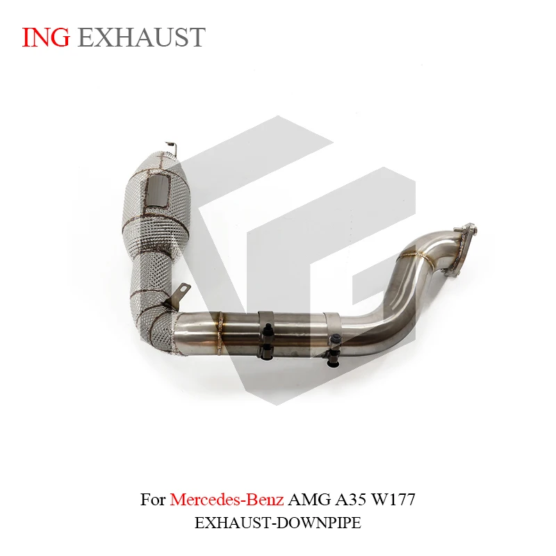 ING Stainless Steel catalytic Downpipe for Benz A35 AMG W177 2.0t Heat shield Convert Header Auto Performance exhaust downpipe