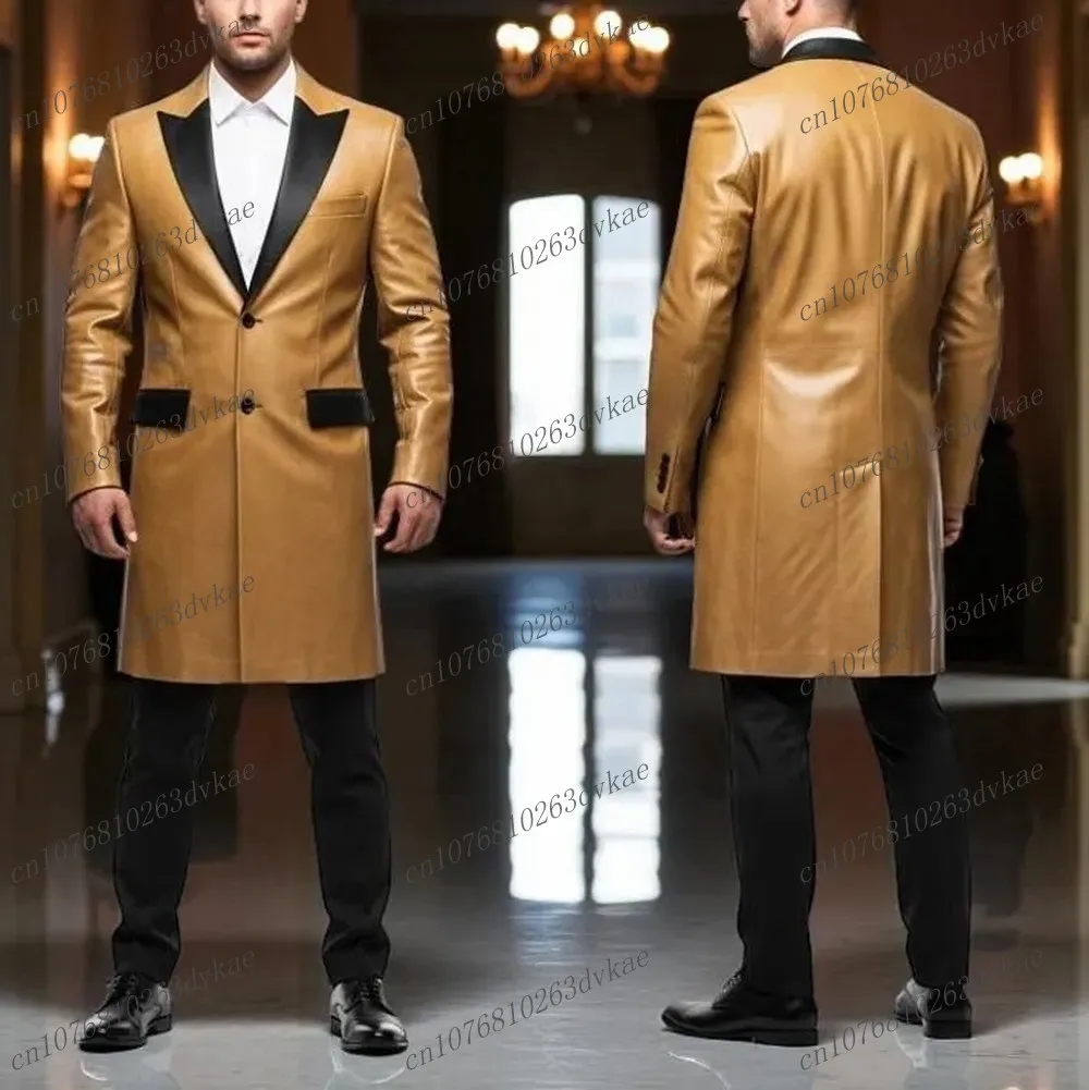 

Желтый и черный атласный длинный мужской костюм для свадебной вечеринки, формального жениха, жениха, выпускного вечера, деловые мужские смокинги, комплект из 2 предметов, куртка, брюки