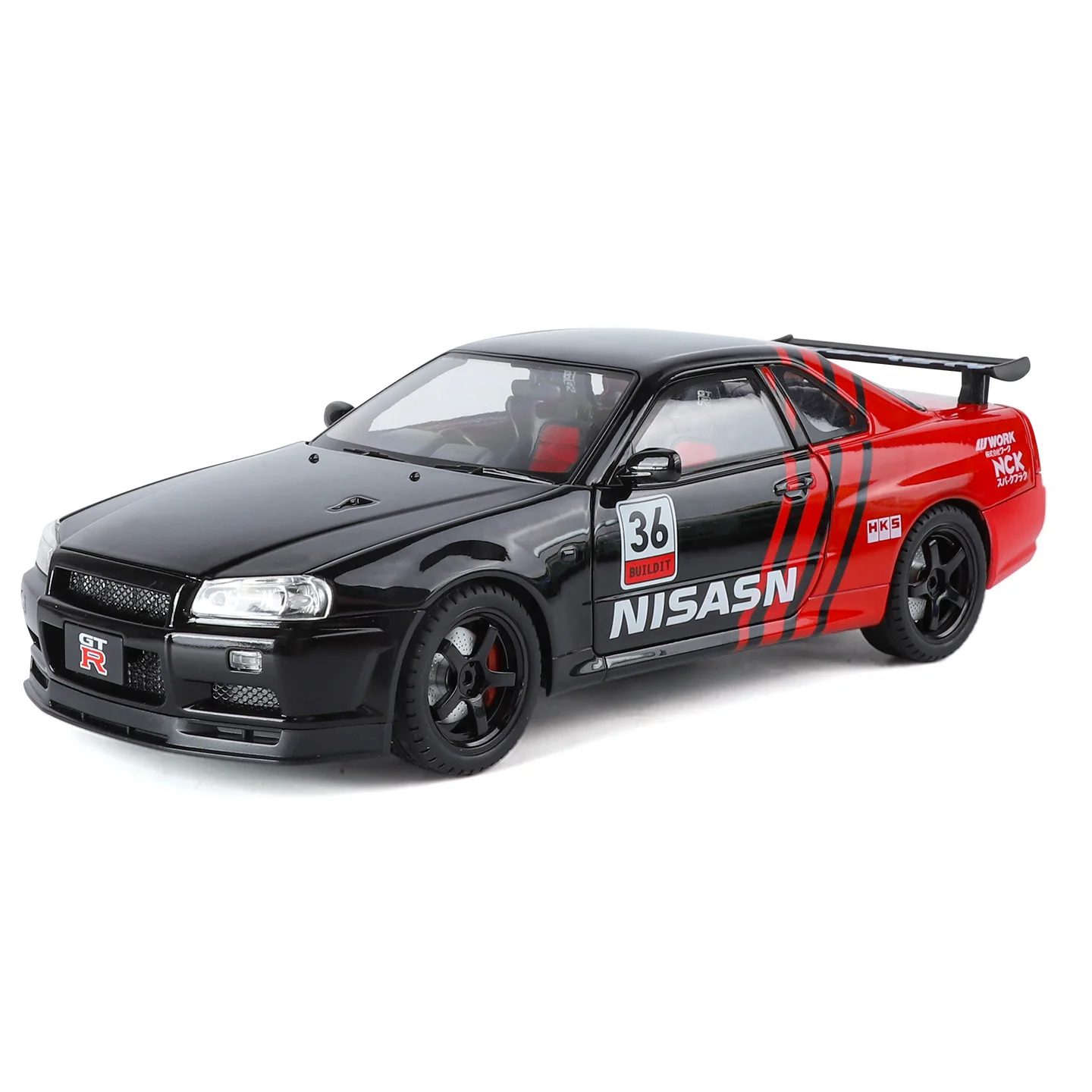 1:18 Skyline GTR سيارة رياضية سبيكة سيارة نموذج الصوت والضوء التراجع لعبة الأطفال المقتنيات هدية عيد ميلاد