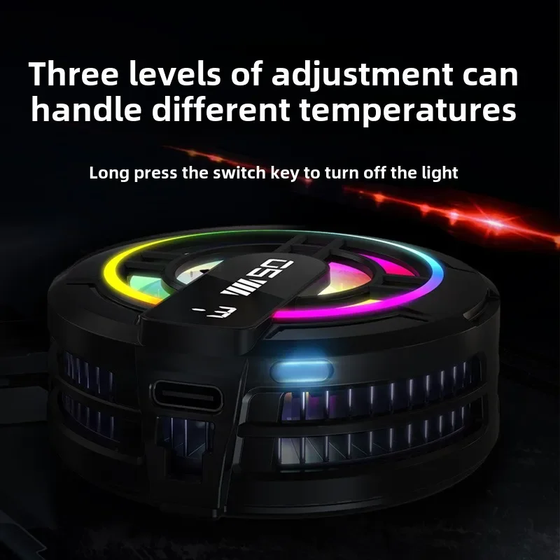 Mobile Phone Cooler, Semiconductor Ice Cooling Radiator, 3-Level Adjustable, Magnetic & Back-clip with RGB Light