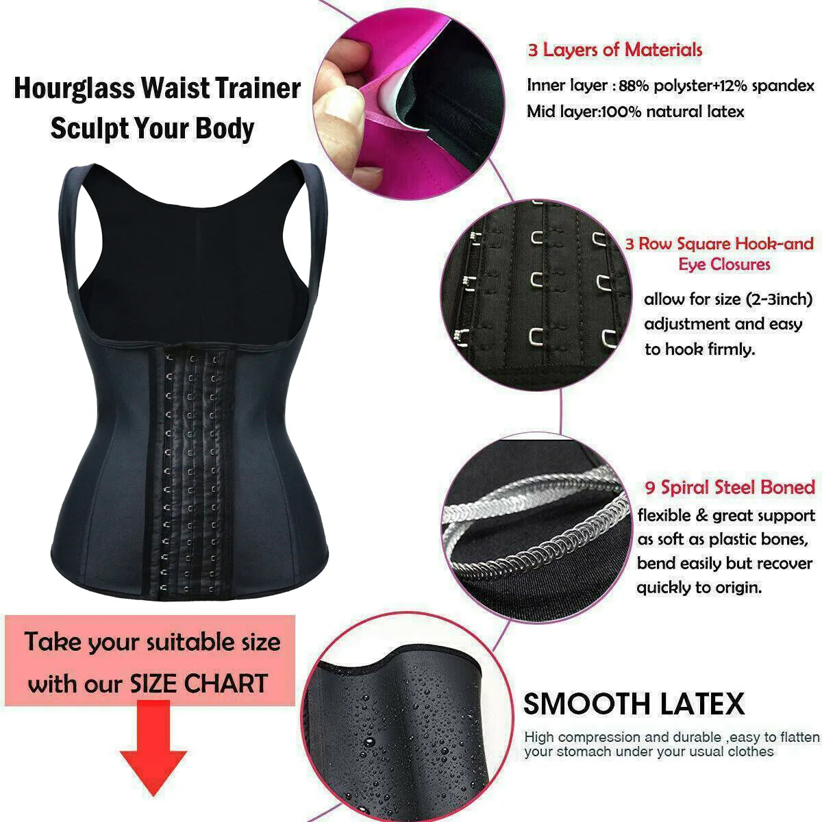 Fajas Colombians Vest Shaper Shapewear Women Latex Waist Trainer Body Shaper Corset Slimming Sheath Woman Flat Belly Plus Size