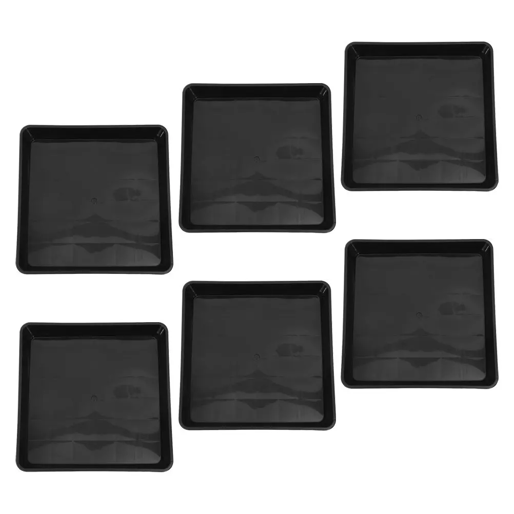 

6pcs Square Planter Tray Heavy Duty Thickened Base Black Plastic Water Catcher For Indoor Outdoor Garden Balcony Plants Drip