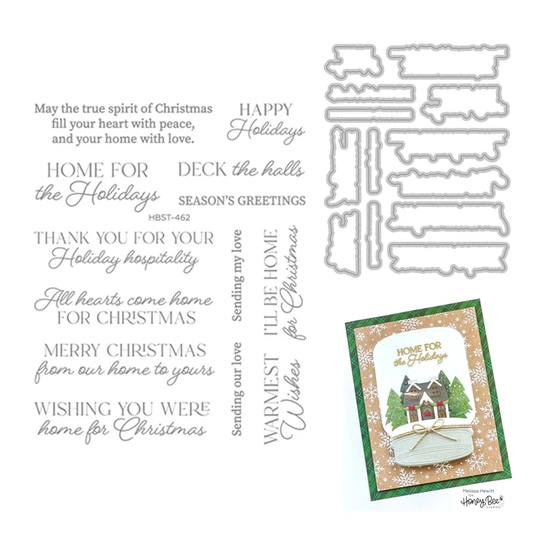 

Clear Stamps for New 2022 Christmas Home For The Holidays Cutting Dies for Scrapbooking Paper Making Bee Frame Craft Card