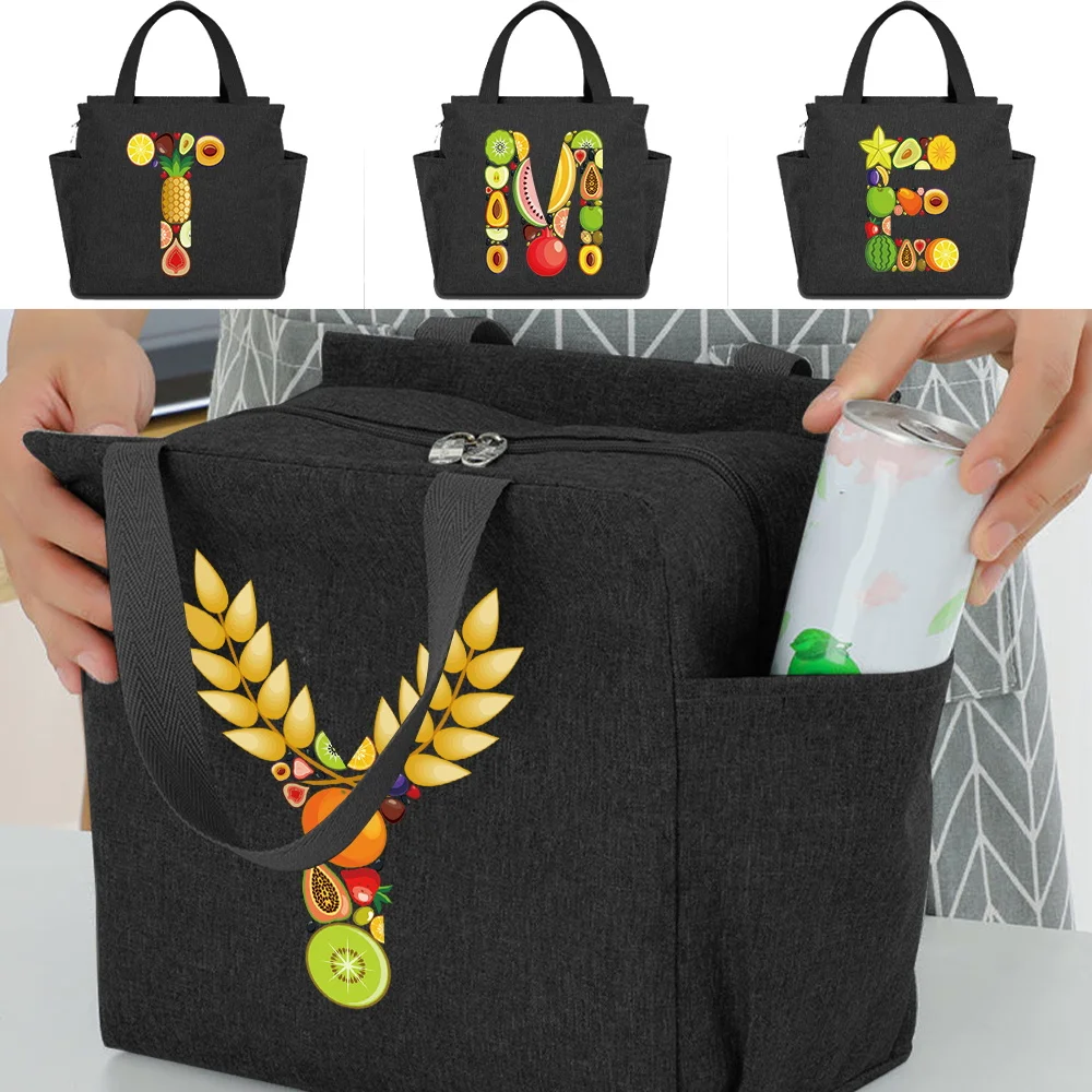 

Lunch Bag Insulation Cooler Bag Women Kid Lunch Box Fruit Printing Series Picnic Travel Portable Food Storage Leakproof