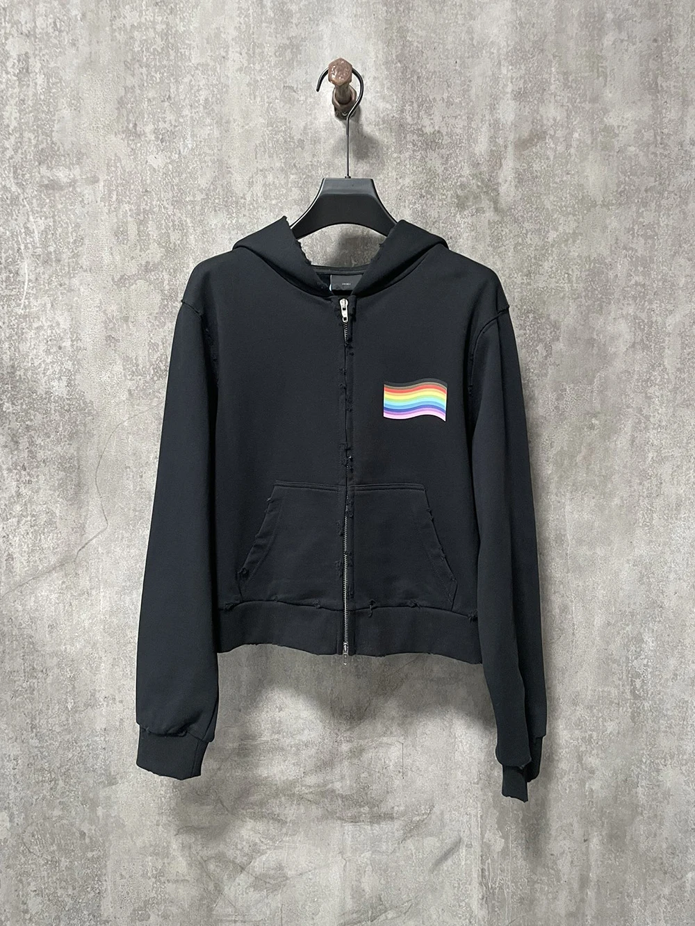 2024fw 1:1 Luxury Best Version Rainbow Flag Zip-up Hoodie Luxury Women Oversized Hooded Sweatshirts Pullovers Women