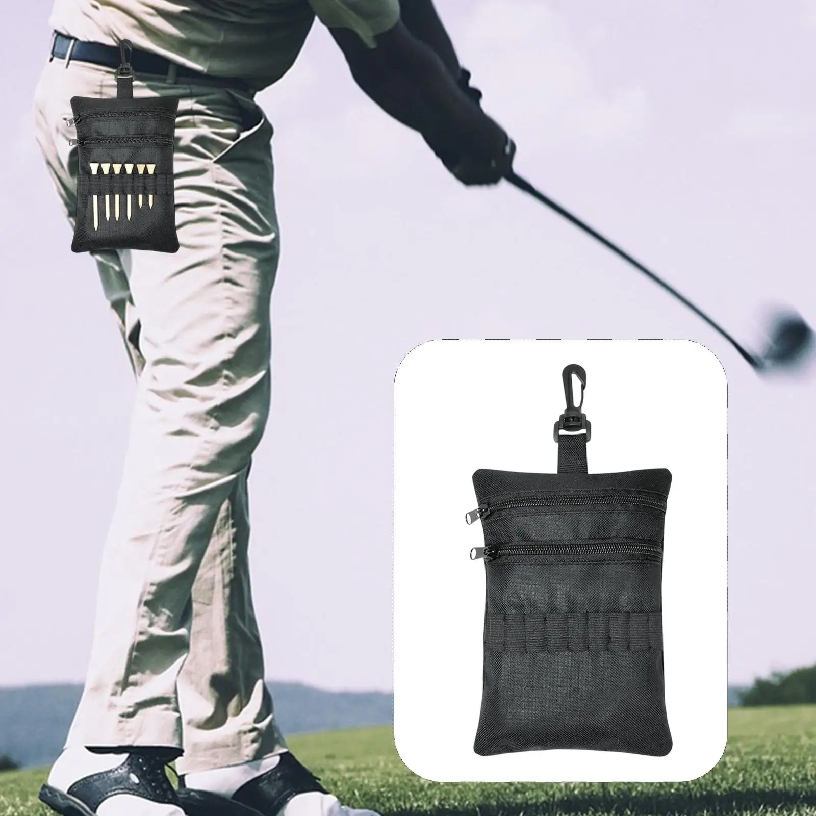 

Сумка для мяча для гольфа, аксессуары для гольфа, небольшая сумка для хранения для мужчин и женщин, ткань Оксфорд, подарок для гольфиста, сумка для переноски с зажимом